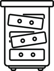 This icon represents a server rack being managed by a technician, ideal for use in it and networking contexts