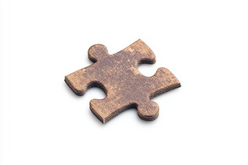 Fototapeta premium A single vintage puzzle piece with a worn texture, perfect for illustrating concepts of problem-solving and completion.