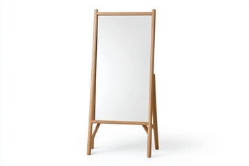 A stylish full-length mirror with a wooden frame, ideal for home decor, capturing reflections, and enhancing spaces.