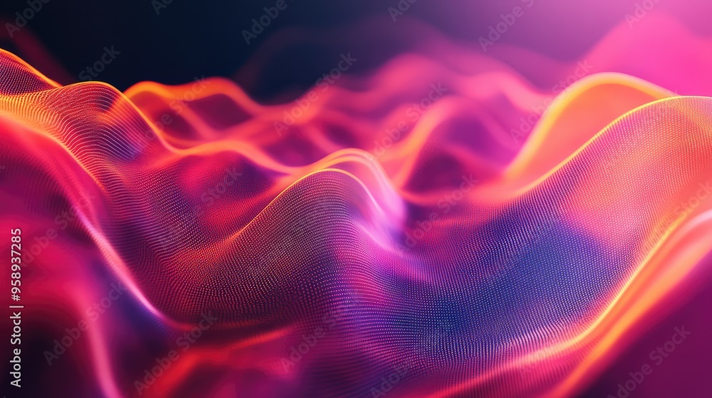 Poster Dynamic wave background with sleek gradients and energetic lines, offering a modern and visually compelling backdrop for tech and creative uses.
