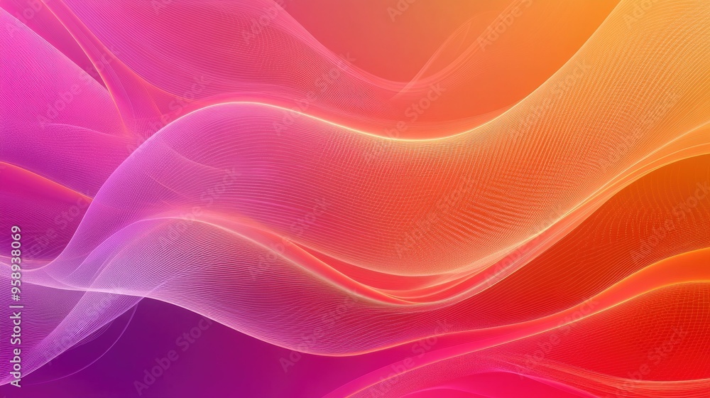 Poster Dynamic wave pattern with smooth, flowing lines and gradient colors, offering a modern and visually appealing backdrop for various applications.