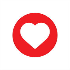 Red round shape with white heart icon silhouette vector illustration design on white background.