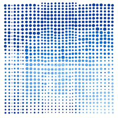  A minimalist grid of blue dots with varying sizes. 