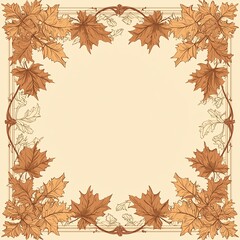 Elegant autumn frame featuring intricate leaves on a warm backdrop, perfect for seasonal invitations or artistic designs.