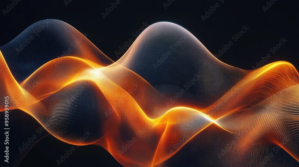 Poster elegant abstract resonance waves with smooth, flowing curves and gradients, perfect for sophisticate