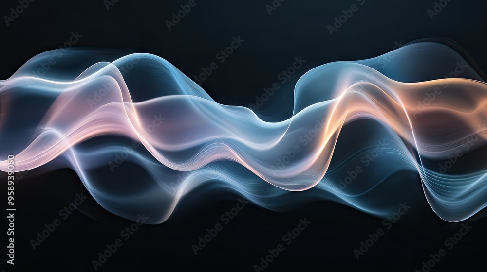 Poster elegant abstract resonance waves with smooth, flowing curves and gradients, perfect for sophisticate