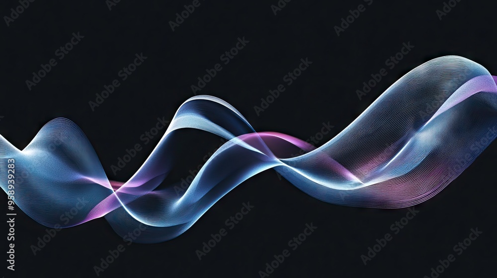 Poster elegant abstract resonance waves with smooth, flowing curves and gradients, perfect for sophisticate