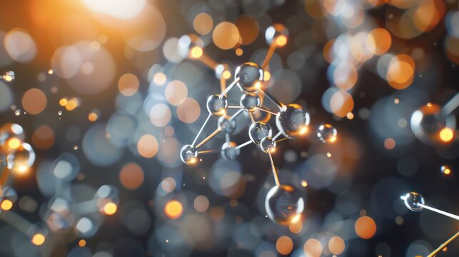 Abstract background with a network of spheres connected by thin lines, with a faded, cracked background in brown and yellow. - Powered by Adobe