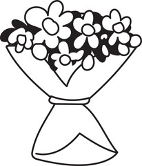 Hand drawn bouquet illustration on transparent background.
