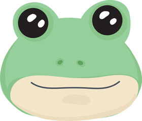 Cartoon cute frog illustration on transparent background.
