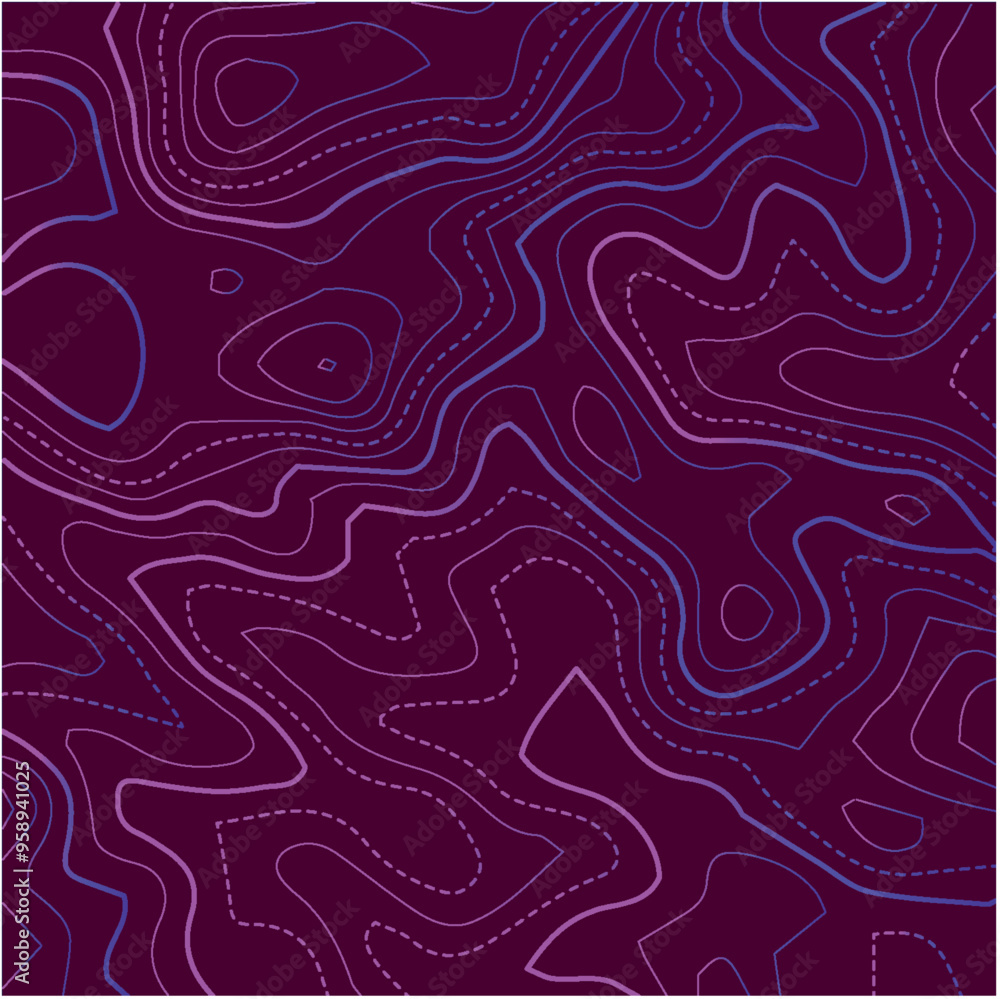 Poster topographic map background. generating a terrain elevation map. grid map. contour map. valleys and m
