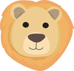 Cartoon cute lion illustration on transparent background.
