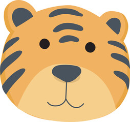 Cartoon cute tiger illustration on transparent background.
