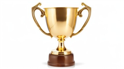 golden trophy cup on white background