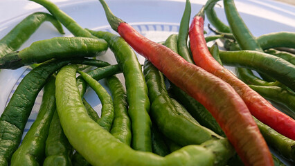 green and red chili peppers