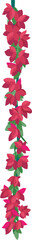 Obraz premium Illustration of a vertical garland adorned with vibrant red flowers and green leaves.