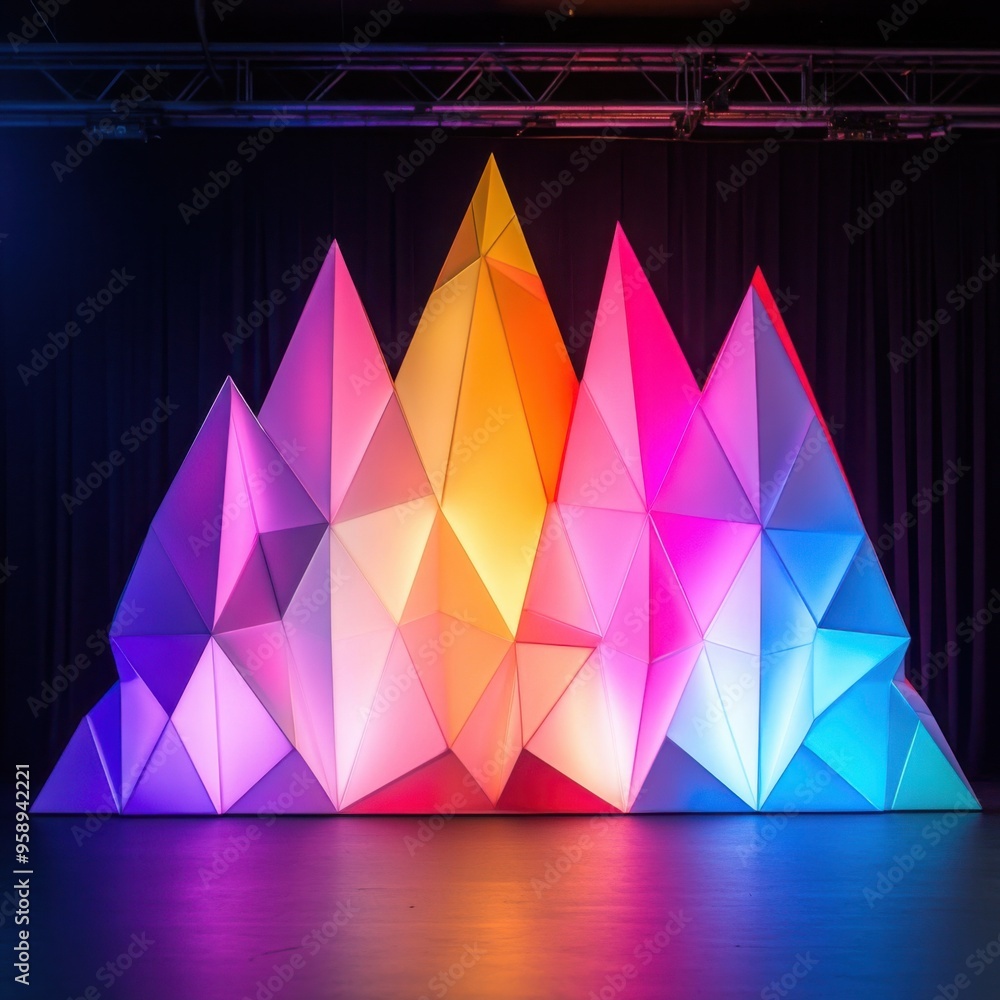 Aufkleber backlit geometric shapes: geometric shapes backlit with bold colors to create a modern and abstract 