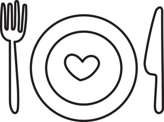 Hand drawn dish set illustration on transparent background.
