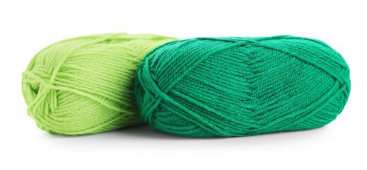 Two bright skeins of yarn isolated on white