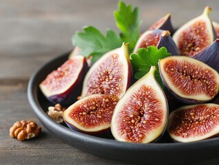 Fresh Figs with Walnuts on a Plate: Sweet, brain-healthy treat