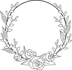 Obraz premium Hand drawn floral frame illustration on transparent background. 