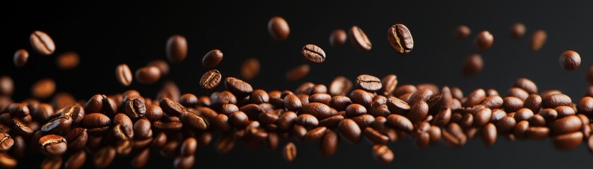 Fototapeta premium Digital art of coffee beans turning into allergen symbols, creative concept, high detail