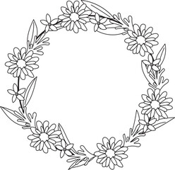 Fototapeta premium Hand drawn floral frame illustration on transparent background. 