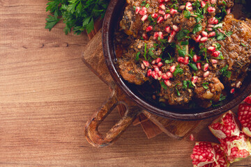 guruli, Georgian chicken, with walnuts, stewed in wine and spices, Gurian chicken, homemade, no people,
