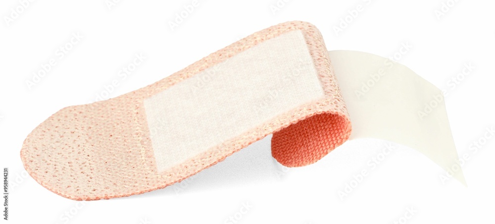 Canvas Prints One medical adhesive bandage isolated on white