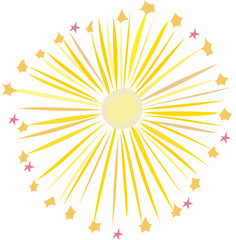 Obraz premium Yellow fireworks illustration on transparent background. 