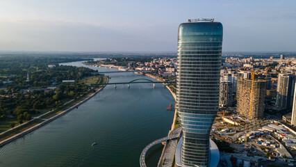 Aerial view of Belgrade, capital of Serbia.