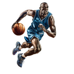 Professional Basketball Player Dribbling with Intense Focus on the Court On transparent Background