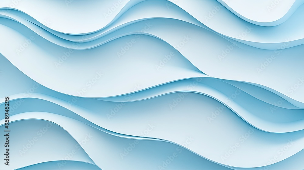 Poster gentle blue wave patterns on a light gradient background, with subtle highlights and shadows adding 