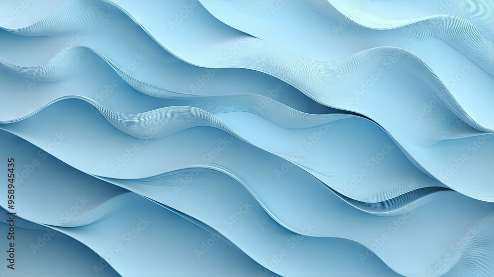 Poster gentle blue wave patterns on a light gradient background, with subtle highlights and shadows adding 