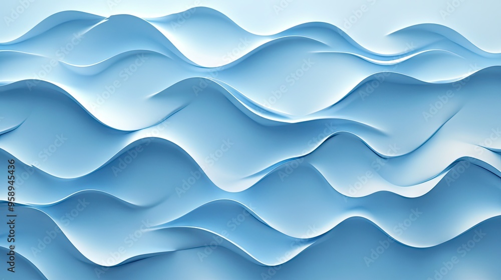 Poster gentle blue wave patterns on a light gradient background, with subtle highlights and shadows adding 