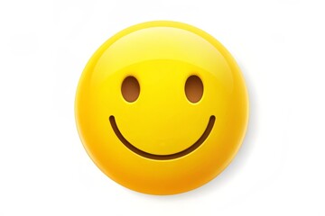 A bright and cheerful yellow smiley face icon with a subtle gradient effect, isolated on a white background,