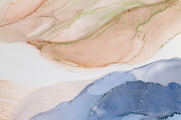 Abstract fluid art piece showcasing soft pastel tones blending together in a harmonious flow, created with vibrant inks on canvas