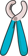 Cartoon pliers illustration on transparent background.
