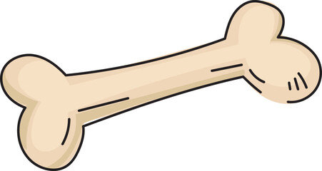 Cartoon bone illustration on transparent background.
