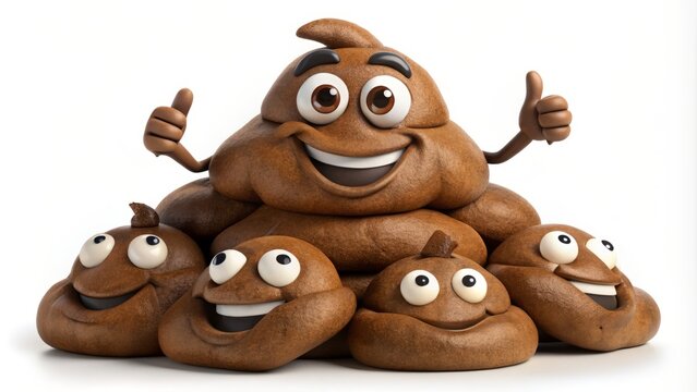 A comical brown pile with a smile, eyes, and a thumbs up, symbolizing a lighthearted and humorous take