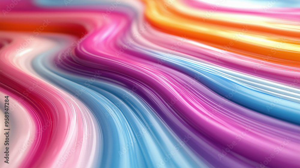 Poster colorful waves of paint-like textures flowing together in a vibrant pattern, creating an artistic an
