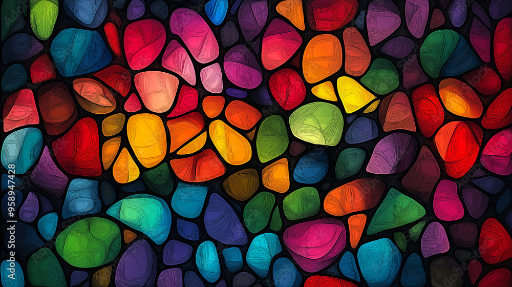 Aufkleber abstract colorful mosaic pattern with vibrant shapes and textures creating a lively visual display i