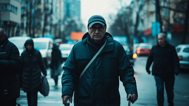 
Imagine
11h




A blind man in glasses with a cane for the blind walks down the street, people help him to cross the road