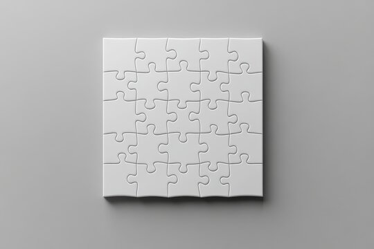 This sleek 3D clear jigsaw puzzle mockup features minimalist design with interlocking pieces displayed on a subtle background, ideal for showcasing creativity and artistic ideas appealingly