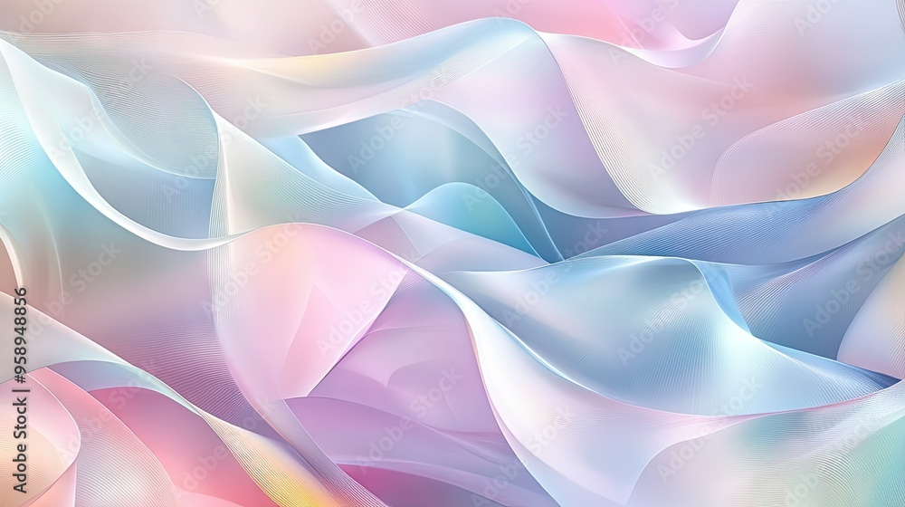 Poster layered 3d abstract background with overlapping transparent polygons in soft pastel tones, creating 