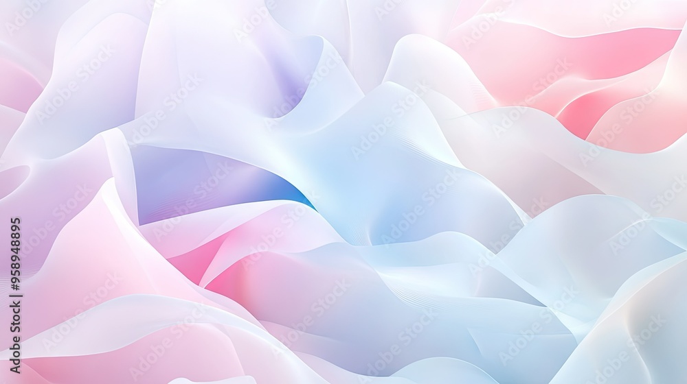 Poster layered 3d abstract background with overlapping transparent polygons in soft pastel tones, creating 