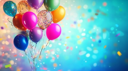 С Днем Рождения. Праздничный фон с шариками и конфетти.