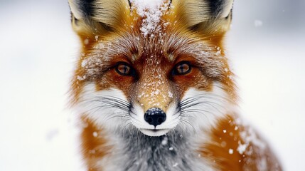 Obraz premium Red Fox in Winter Wonderland: A Striking Contrast in the Snow