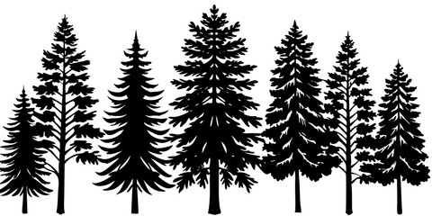 Fototapeta premium set of silhouettes of trees