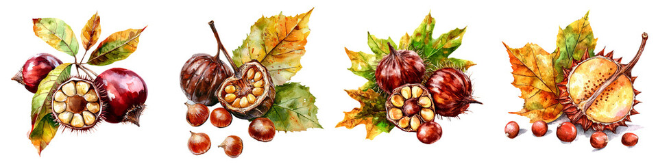 A charming illustration of assorted fruits and leaves, showcasing vibrant colors and natural beauty in a decorative style.